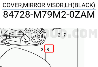 Suzuki 84728M79M20ZAM COVER,MIRROR VISOR,LH(BLACK)