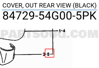 Suzuki 8472954G005PK COVER, OUT REAR VIEW (BLACK)