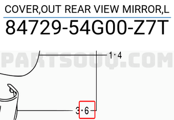 Suzuki 8472954G00Z7T COVER,OUT REAR VIEW MIRROR,L