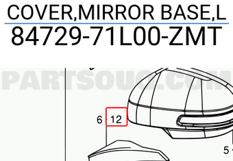 Suzuki 8472971L00ZMT COVER,MIRROR BASE,L