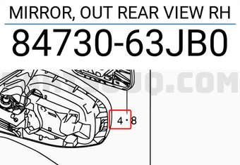 Suzuki 8473063JB0 MIRROR, OUT REAR VIEW RH