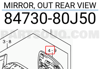 Suzuki 8473080J50 MIRROR, OUT REAR VIEW