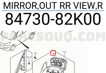 Suzuki 8473082K00 MIRROR,OUT RR VIEW,R
