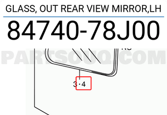 Suzuki 8474078J00 GLASS, OUT REAR VIEW MIRROR,LH