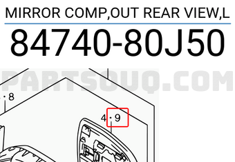 Suzuki 8474080J50 MIRROR COMP,OUT REAR VIEW,L