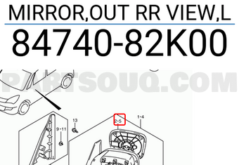 Suzuki 8474082K00 MIRROR,OUT RR VIEW,L