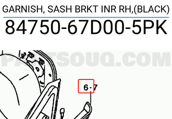 Suzuki 8475067D005PK GARNISH, SASH BRKT INR RH,(BLACK)