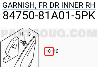 Suzuki 8475081A015PK GARNISH, FR DR INNER RH