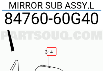 Suzuki 8476060G40 MIRROR SUB ASSY,L