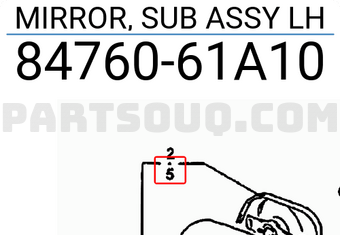 Suzuki 8476061A10 MIRROR, SUB ASSY LH