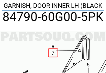 Suzuki 8479060G005PK GARNISH, DOOR INNER LH (BLACK
