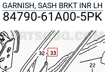 Suzuki 8479061A005PK GARNISH, SASH BRKT INR LH