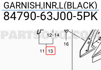 Suzuki 8479063J005PK GARNISH,INR,L(BLACK)