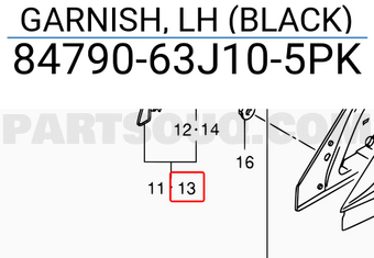 Suzuki 8479063J105PK GARNISH, LH (BLACK)
