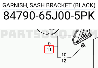 Suzuki 8479065J005PK GARNISH, SASH BRACKET (BLACK)
