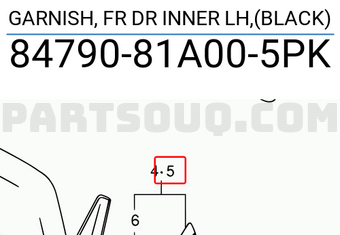 Suzuki 8479081A005PK GARNISH, FR DR INNER LH,(BLACK)