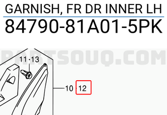 Suzuki 8479081A015PK GARNISH, FR DR INNER LH