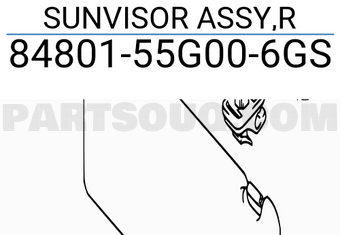 Suzuki 8480155G006GS SUNVISOR ASSY,R