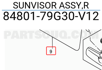 Suzuki 8480179G30V12 SUNVISOR ASSY,R