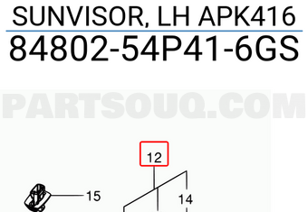Suzuki 8480254P416GS SUNVISOR, LH APK416