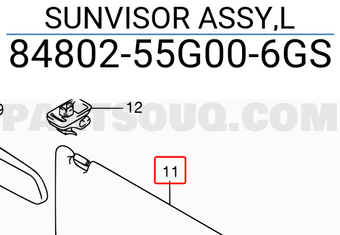 Suzuki 8480255G006GS SUNVISOR ASSY,L
