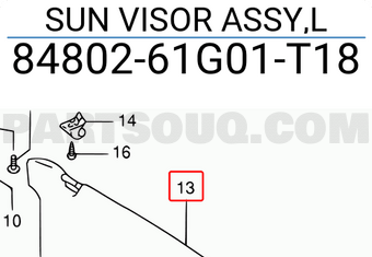 Suzuki 8480261G01T18 SUN VISOR ASSY,L