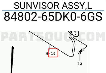 Suzuki 8480265DK06GS SUNVISOR ASSY,L