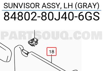 Suzuki 8480280J406GS SUNVISOR ASSY, LH (GRAY)