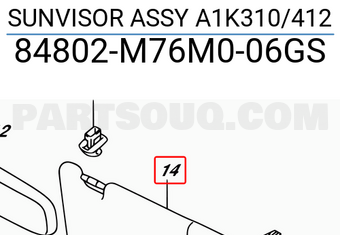 Suzuki 84802M76M006GS SUNVISOR ASSY A1K310/412