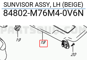 Suzuki 84802M76M40V6N SUNVISOR ASSY, LH (BEIGE)