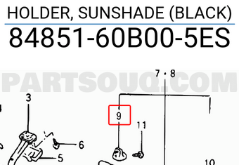 Suzuki 8485160B005ES HOLDER, SUNSHADE (BLACK)