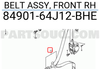 Suzuki 8490164J12BHE BELT ASSY, FRONT RH