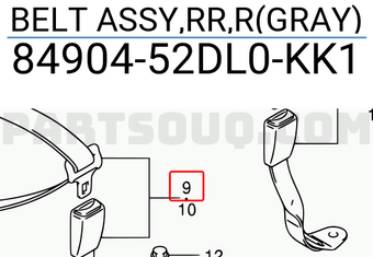 Suzuki 8490452DL0KK1 BELT ASSY,RR,R(GRAY)