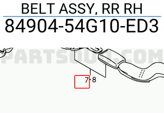 Suzuki 8490454G10ED3 BELT ASSY, RR RH