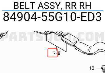 Suzuki 8490455G10ED3 BELT ASSY, RR RH