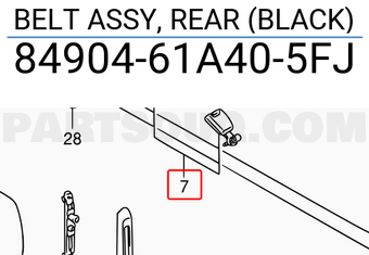Suzuki 8490461A405FJ BELT ASSY, REAR (BLACK)