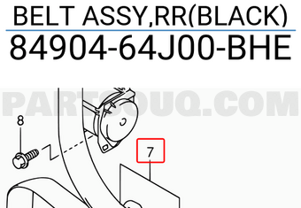Suzuki 8490464J00BHE BELT ASSY,RR(BLACK)