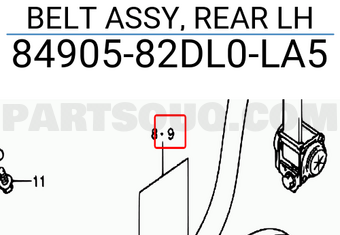 Suzuki 8490582DL0LA5 BELT ASSY, REAR LH