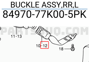 Suzuki 8497077K005PK BUCKLE ASSY,RR,L