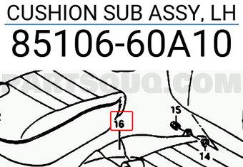 Suzuki 8510660A10 CUSHION SUB ASSY, LH