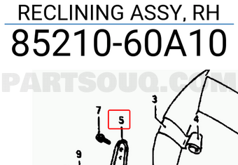 Suzuki 8521060A10 RECLINING ASSY, RH