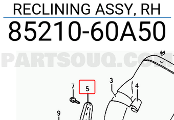 Suzuki 8521060A50 RECLINING ASSY, RH