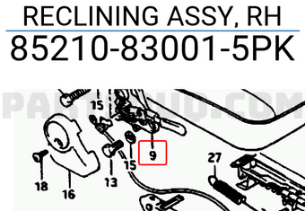 Suzuki 85210830015PK RECLINING ASSY, RH