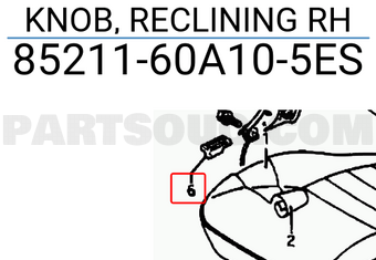 Suzuki 8521160A105ES KNOB, RECLINING RH