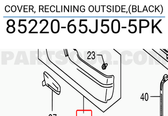 Suzuki 8522065J505PK COVER, RECLINING OUTSIDE,(BLACK)