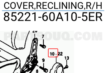Suzuki 8522160A105ER COVER,RECLINING,R/H