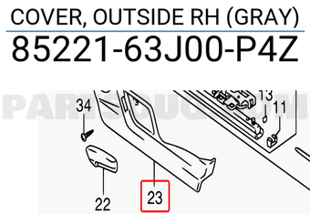 Suzuki 8522163J00P4Z COVER, OUTSIDE RH (GRAY)