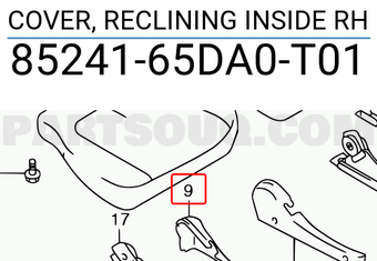 Suzuki 8524165DA0T01 COVER, RECLINING INSIDE RH