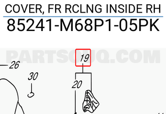 Suzuki 85241M68P105PK COVER, FR RCLNG INSIDE RH