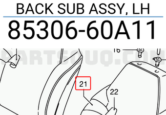 Suzuki 8530660A11 BACK SUB ASSY, LH